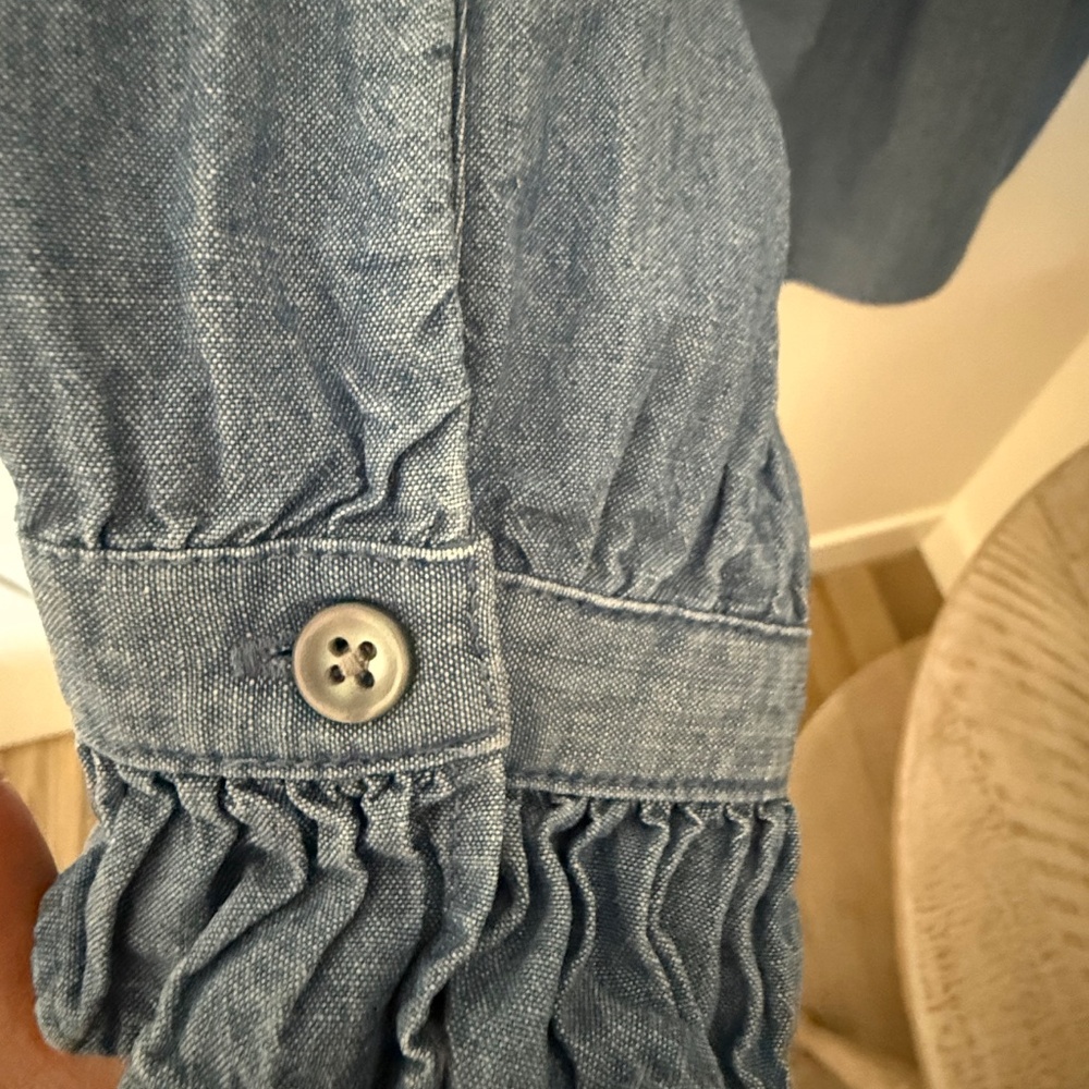 JCREW chambray ruffle collar button down - image 4